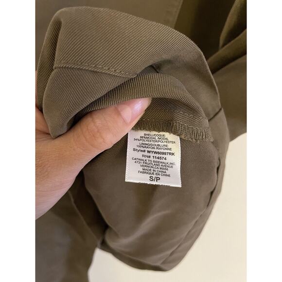 Anthropologie Skirt Women's Small Ro & De Olive Green Asymmetrical Wrap Pencil - Picture 7 of 8